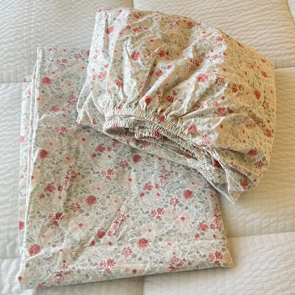 Lauren Ralph Lauren Vintage Cottage Floral Twin Sheet Set 3Pc Cotton Pink Sage
